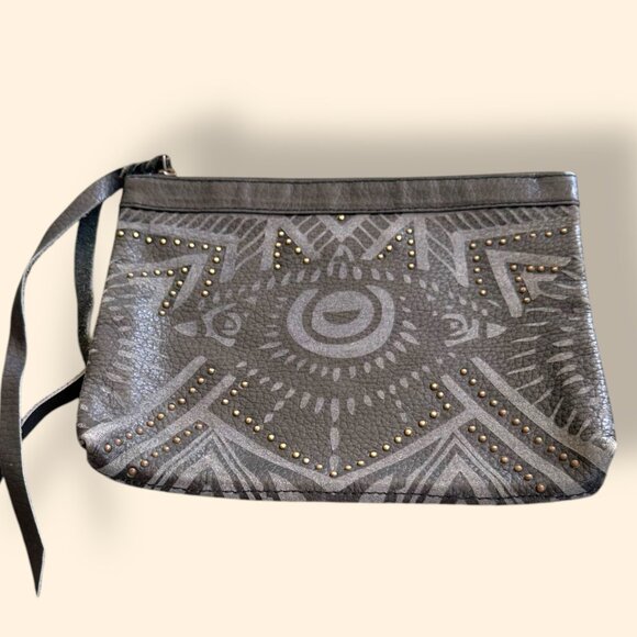 Cleobella Lovers Clutch bag Soft Make-Up Bag Geometric Studded‎ Leather - Picture 1 of 8